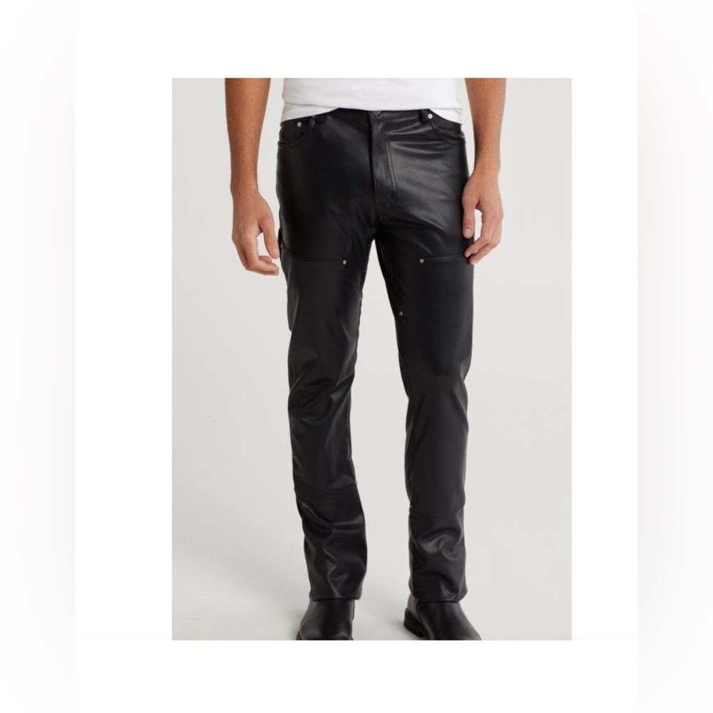 NEW American stitch faux leather carpenter pants